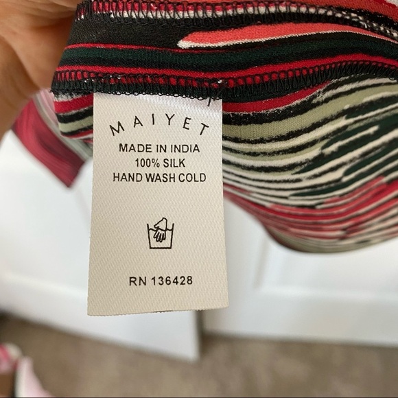 Maiyet Silk Red Stripe Midi Zipper Front Dress 34 - Picture 6 of 7